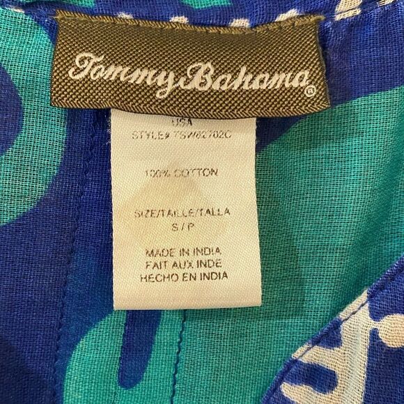 Tommy Bahama S Blue Green Embroidered Floral Semi-Sheer Bathing Suit Cover-Up - Picture 7 of 8